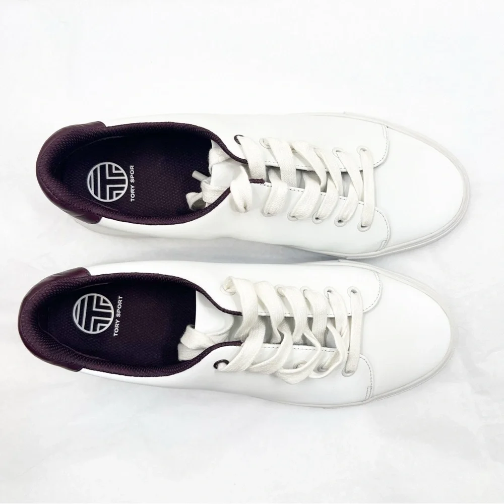 New Tory Burch Sport Hi-Vis Sneaker Size 9.5 White Purple Reflective Shoes